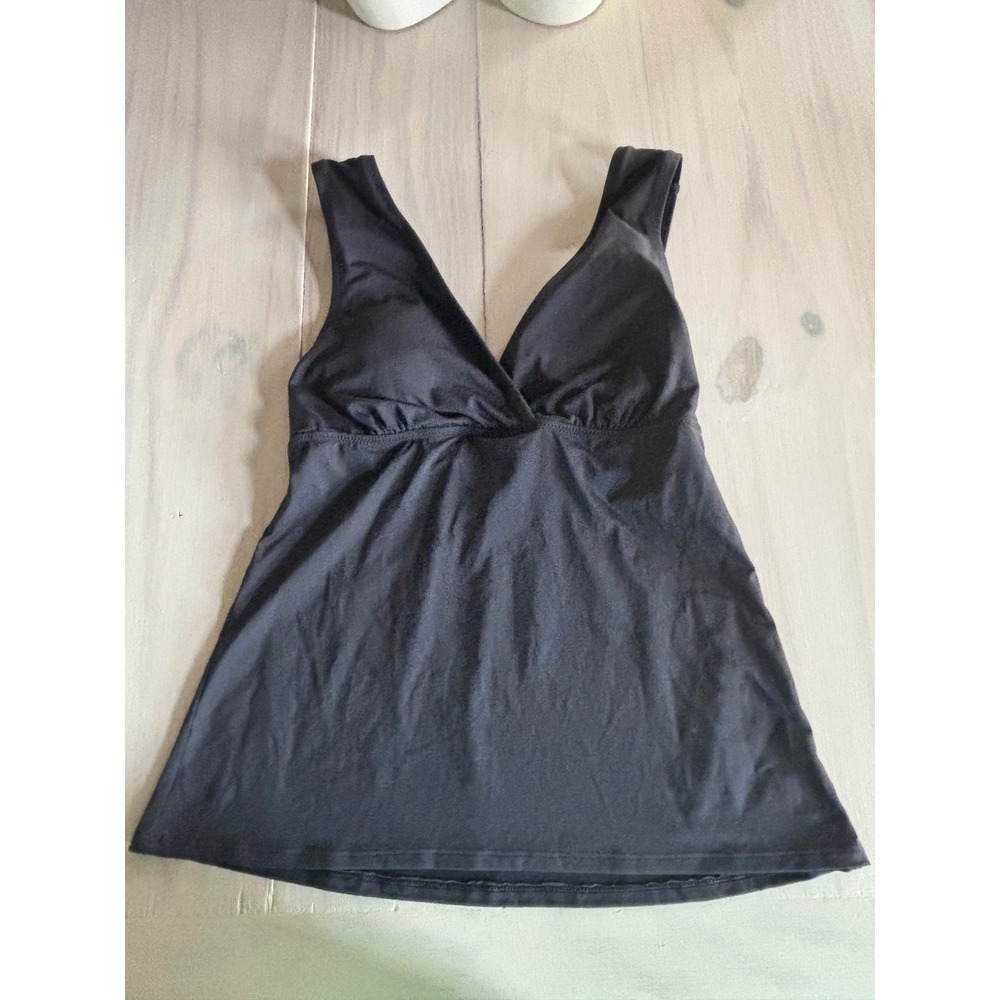 Lands End Womens Black Surplice V-Neck Tankini Swim Top Size 8 Solid Sleeveless - Picture 6 of 10